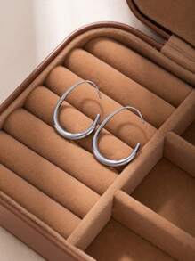 Elegant Stainless Steel Hollow Water Drop Design Hoop Earrings, Suitable For Women Casual Wear