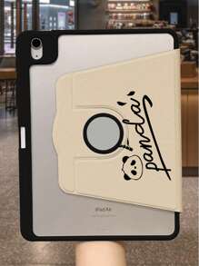 1 Piece, Cartoon Panda Rotatable IPad Protective Case, Crystal Transparent Acrylic Hard Shell, Thickened Silicone Anti-Collision, Automatic Wake-Up/Sleep, With Pen Slot, Anti-Fall Thin, Suitable For IPad 10th/9th, Pro 11 2024/Ipad 11 2025 Cheap And Practical, Hollow On The Back Can Be Seen Logo Design