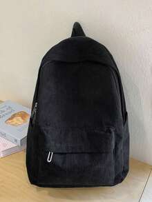 1 Balo du lịch màu trắng trơn đơn giản, tối giản, thường ngày, kiểu dáng trẻ trung, có ngăn đựng máy tính xách tay, dung tích lớn 16 inch, túi đựng máy tính, ba lô vải nhung, có dây đeo có thể điều chỉnh, nhiều ngăn, ba lô đựng sách, ba lô nhẹ, di động, có khóa kéo, mặt dây chuyền hình đám mây sang trọng, ba lô đi học cho học sinh mới tốt nghiệp, thanh thiếu niên, nữ sinh và sinh viên đại học, dùng cho các hoạt động ngoài trời, du lịch, trung học cơ sở và trung học phổ thông/đại học - màu đen - Xem 6