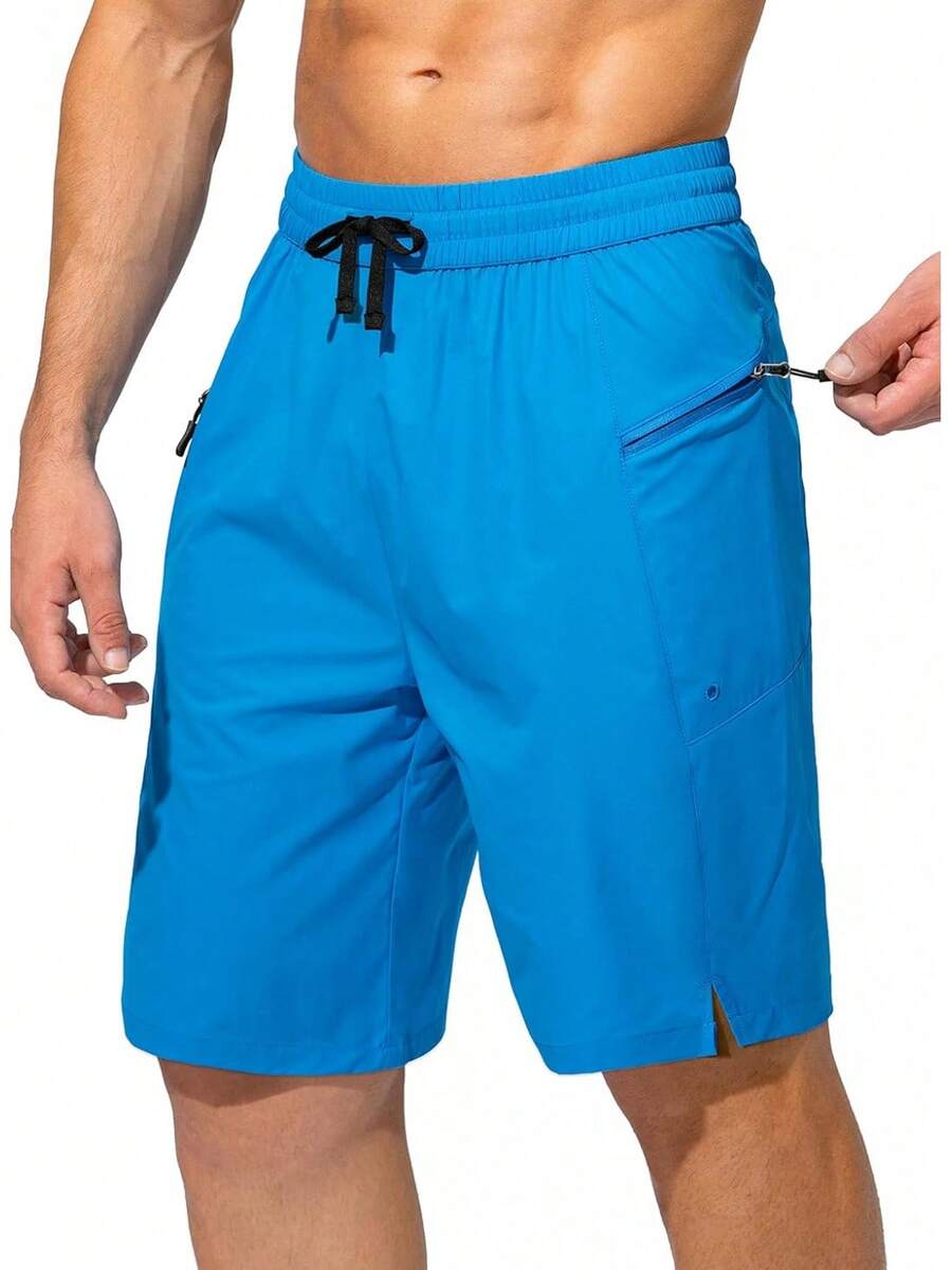 Men's Swim Trunks Quick Dry Board Shorts With Zipper Pockets Beach Shorts Bathing Suits Men - No Mesh Liner - Lake Blue - 查看 1