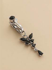 1 件简约时尚无穿孔蝴蝶假肚脐环，铜方晶锆石吊坠肚脐穿孔首饰 - 蝴蝶型 - 查看 4