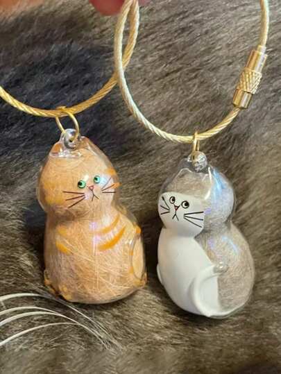 1个可爱透明猫毛收纳盒挂件扭蛋猫毛收纳胶囊扭蛋包钥匙扣挂件收藏宠物纪念品