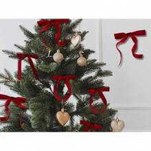 6/12/24 szt. Vintage aksamitne kokardy świąteczne do dekoracji choinki, rustykalne rzemiosło i prezenty, klasyczne kokardy z poliestrowej wstążki na Boże Narodzenie, Walentynki, ślub, urodziny, święta, dom i dekoracje ślubne