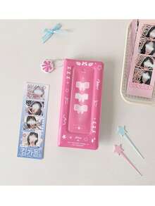 ins韩版镂空生活四格卡片册蝴蝶结天空长条大头贴纸收纳册纪念册学生偶像PVC四格相册 - 彩色 - 查看 12