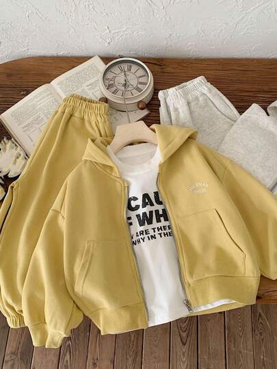 2025年秋季新款儿童男女款纯色夹克和休闲裤两件套