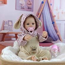 1pc Soft Cloth Body Half Glue Simulation Dolls 46cm Pink Dress Cute Reborn Doll Playing House Accompanying Toys Birthday Gifts