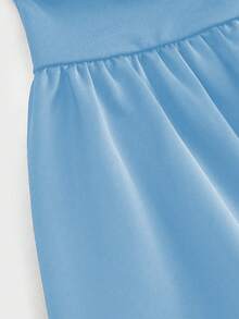 女士性感露背连衣裙，奢华小众高端优雅晚会生日泡泡袖迷你连衣裙 - 藍色 - 查看 6