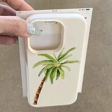 1 pieza Funda de teléfono con diseño de árbol de coco de material TPU para verano, compatible con iPhone/teléfonos, versión internacional, no la versión nacional - Blanco - Ver 4