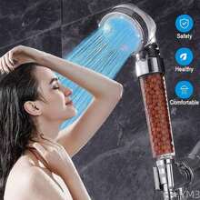 1pc LED Filtered Shower Head, LED Glowing Shower Filter, Negative Ion Water Filter Shower, Can Filter Impurities In Water, RGB Lights Automatically Adjust According To Water Temperature, Water-Saving And Energy-Efficient Shower, Suitable For All Skin Types, Bathroom Accessory. - Multicolor - View 4