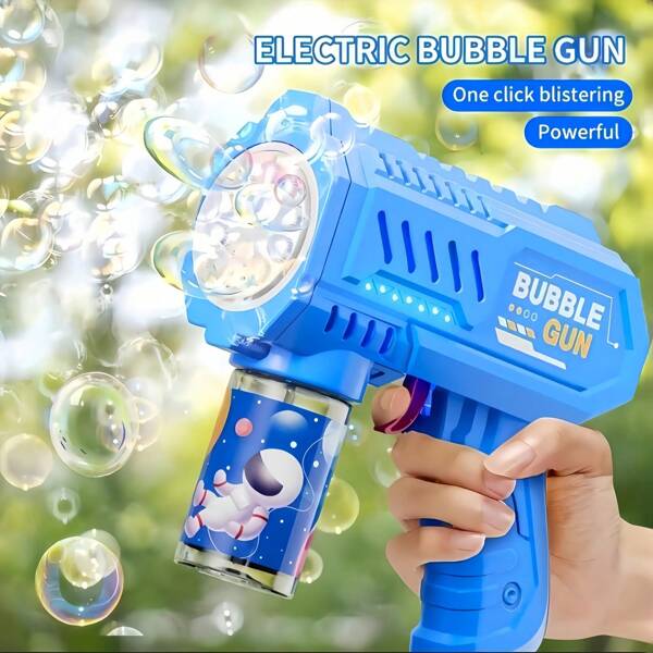 Machine à bulles automatique avec lumières, machine à bulles 10 trous, jouet de fête et jouet d'extérieur, convient comme cadeau pour les enfants et les amis, cadeau de Noël (liquide à bulles et piles non inclus)