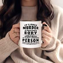 1 Piece It's Just Ceramic Coffee Mug - Humorous Insulated Reusable Cup, Washable, Suitable All Beverages, - 黑色 - 查看 3
