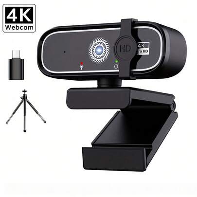 4K/2K/1080P USB Webcam With Auto Focus And Privacy Cover | Plug And Play, Compatible With PC/Laptop, Zoom, Live Streaming And Remote Work
