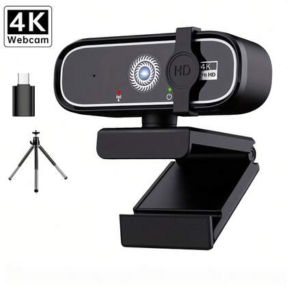 كاميرا ويب USB بدقة 4K/2K/1080P مع بؤرة تلقائية وغطاء خصوصية | توصيل وتشغيل، متوافقة مع الكمبيوتر/اللابتوب، زووم، البث المباشر والعمل عن بعد