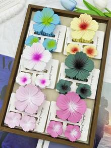 3个/12个/18个/39个装 花卉图案 ABS 塑料发夹，适合居家、学校、海滩、办公室、派对、生日、返校、旅行、度假等场合，甜美发夹，四季皆宜，发爪夹，发夹，发卡，发夹，发卡，花朵发夹，夏季发饰 - 彩色 - 查看 3