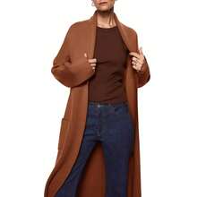 Womens Long Sleeve Maxi Cardigan Open Front Oversized Knitted Sweater Coat Casual Lapel Warm Overcoat With Pockets - Nâu đỏ - Xem 2