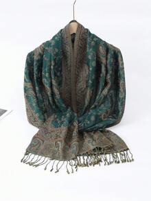 1pc Women's Fashion Multi-Color Cashew Scarf, Classic Paisley Pattern Headscarf & Shawl, Silky Cashmere Accessory, Suitable For Daily Wear, Beach Cover-Up, Holiday Gift, Air-Conditioned Room, All Seasons - Light Green - View 8