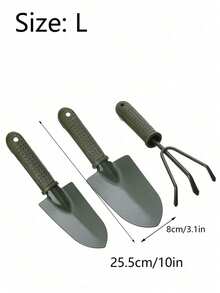 带木柄的三件套园艺工具 - 耐用的金属铲子、铲子和叉子 - 非常适合园艺和盆栽、土壤耕作 | 乡村园艺工具 | 木柄工具，重返校园 - 彩色 - 查看 10