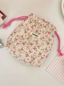 1 pezzo Borsa multifunzione con stampa floreale ditsy, borsa per fotocamera, borsa per il trucco, borsa con coulisse, borsa da viaggio, borsa per il trucco portatile, borsa per prodotti per la cura della pelle, borsa per articoli da toeletta, organizer per gioielli, organizer per rossetti, organizer per oli per le labbra, organizer per smalti, organizer per fermagli per capelli, portafoglio, elementi essenziali da viaggio, elementi essenziali per dormitorio, regali di compleanno, regali per damigelle, regali per la mamma, regali per insegnanti, regali di San Valentino