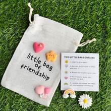 珍贵友谊礼品套装 - 小型拥抱袋，配有励志诗歌卡、心形气球、彩虹、微笑、雏菊饰物 - 树脂材质，无需电力 - 非常适合生日、周年纪念日、圣诞节、新年、感恩节、情人节派对 - 彩色 - 查看 11