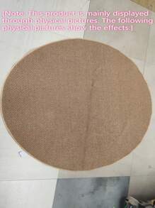 1 Stück japanischer minimalistischer brauner runder Ananas-förmiger Jute- & Leinen-Teppich mit rutschfester Unterseite, geeignet für Wohnzimmer, Schlafzimmer - Eigenschaften: Tierfreundlich, Geräuschdämmung, rutschfest, leicht zu reinigen, maschinenwaschbar