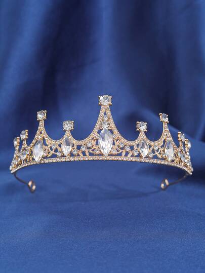 1件优雅女士时尚公主皇冠水钻发箍，甜美奢华生日婚礼发饰，皇冠，头饰，服装皇冠，发饰花环，头花环，发藤，头饰，派对配饰，皇冠，伴娘礼物，派对造型