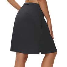 Woman Skorts Skirts With Multi Pockets High Waisted Golf Tennis Skirts Knee Length Long Skort For Women Drawstring Dressy Casual Summer Skirts - 紅色 - 查看 3