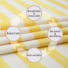 Best Season 4 Piece Bed Sheet Set - Full Size - Soft Microfiber Bedding Sheet Set, Deep Pocket, Stain, Fade & Wrinkle Resistant (Plaid Black & White), Luxury Comfortable - Stripe Yellow - 查看 5