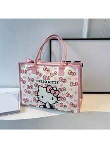 Sanrio 1 حقيبة كتف واسعة مزودة بسحاب من Hello Kitty من سانريو - حقيبة كتف قماشية مقاومة للاستخدام اليومي والتسوق، حقيبة كتف Hello Kitty من سانريو للنساء، حقيبة كتف واسعة مزودة بسحاب وأقسام للعمل، (قد تكون بعض الأجزاء عشوائية)، ضروريات العطلات، خريف، ، هالوين، عيد الميلاد، كرنفال، اليوم الوطني، خريف، عيد الاستقلال