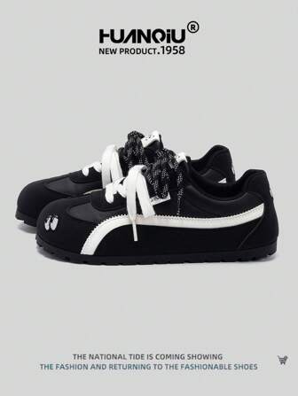 HUANQIU 2025 New Women's Shoes, Women's Skateboard Shoes, A Pair Of And Fashionable Breathable Lace-Up Home Office Outdoor White Shoes Versatile Light And Comfortable White Shoes Lace-Up Soft-Soled Sports Shoes Casual Shoes Running Shoes Christmas Apple Red Four Seasons Shoes