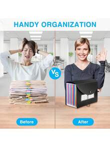 12/24/36 bolsillos Carpeta de archivo expandible organizadora, Organizador portátil de facturas mensuales y documentos fiscales, Documentos tamaño A4 con etiquetas en blanco, pestañas de colores, Esenciales para la escuela, el hogar y la oficina, Suministros escolares, Regreso a clases