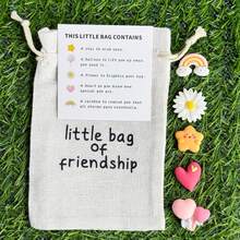 珍贵友谊礼品套装 - 小型拥抱袋，配有励志诗歌卡、心形气球、彩虹、微笑、雏菊饰物 - 树脂材质，无需电力 - 非常适合生日、周年纪念日、圣诞节、新年、感恩节、情人节派对 - 彩色 - 查看 10