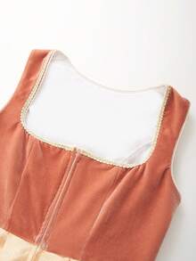 ii Women's Midi Velvet Dirndl Dress Oktoberfest Traditional Oktoberfest Outfit, Halloween