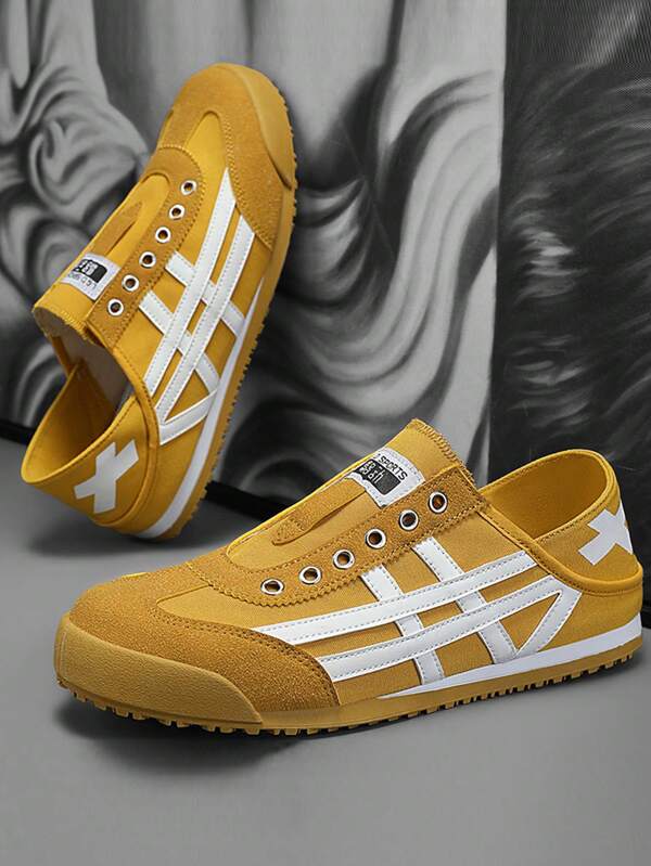Zapatos de skate para hombres, nuevos, de suela plana, transpirables, desodorizantes, antideslizantes y resistentes al desgaste. Sandalias de hombre de estilo retro patchwork, suaves y cómodas, de puntera redonda y sin cordones, con correa trasera, disponibles en 4 colores. Diseño sencillo, zapatillas casuales para uso diario, al aire libre, para ir al trabajo o pasear por el parque.