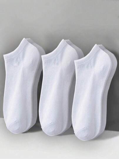1/10/12/15 Pairs Men's Simple Comfortable Breathable Boat Socks, Classic Solid Black/White/Gray Short Socks, Suitable For Pairing With , Fashion Brands, All Seasons, Socks