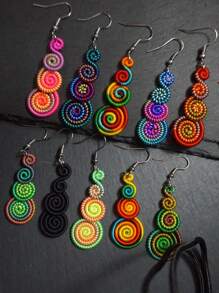 2 Paar bunte bohemische Regenbogen-Ohrringe, modische gewebte unisex Paar-Ohrringe, geeignet für den Alltag, Festivals, Schulanfang, Weihnachten, Paar-Schmuck (Zufallsfarbe)