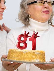 最新款红色贝壳皇冠编号0-9生日周年纪念1岁生日派对蛋糕装饰蜡烛 - 紅色 - 查看 5