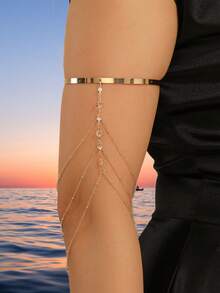 سوار معدني بشرائط معدنية قابل للتعديل، إكسسوار جسم جذاب للنساء