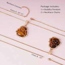 Buddha Necklace Green Jade Laughing Buddha 18K Gold Plated Chain Buddah Necklaces For Women Men Moms Gifts Luxury Jewelry Gifts For Her Him2025 - 金虎眼石 - 查看 8