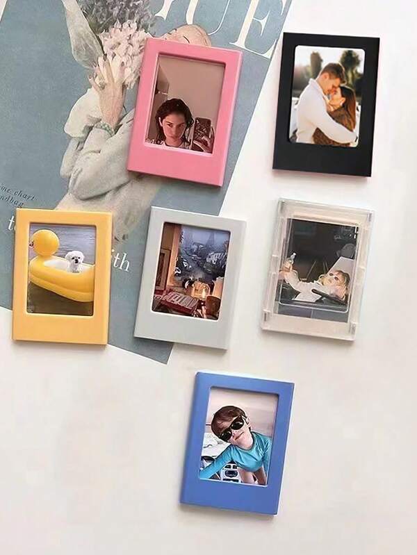 1 peça de moldura de acrílico para fotos, decoração com ímã de geladeira, suporte de exibição de fotos instantâneas de 3 polegadas, suporte de exibição de cartão de fotos de acrílico minimalista para mesa