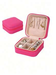 5/1pc Portable Jewelry Box Women Small Jewelry Box Simple Home Jewelry Storage Box Travel Storage Box Exquisite Mini Travel Jewelry Storage Box Zipper Box Earrings Rings Necklace Bracelet Portable Makeup Bag, Cute Makeup Bag Back To School Essentials Unforgettable Holiday Gifts Easter Gifts