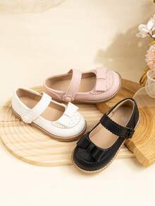 Sweet Mary Jane Bow Decor Cute Princess Flat Shoes For Kids - Black - View 4