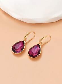 1对欧美风格蓝水晶水滴耳环，时尚优雅耳坠，批发