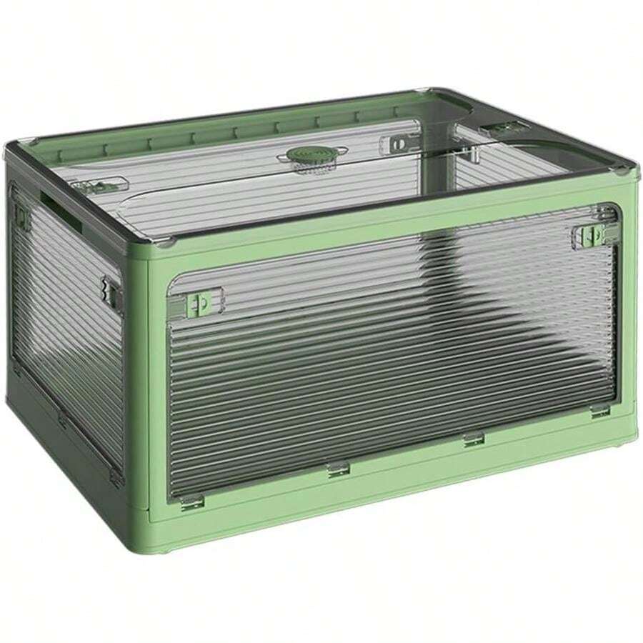 Stackable Storage Bins With Lids,Multi-Opening Storage Box,Stackable Bins With Lids And Wheels For Clothes, Snacks, Toys &Amp; Books, Collapsible Container For Home Office Outdoor Dorm (Green)