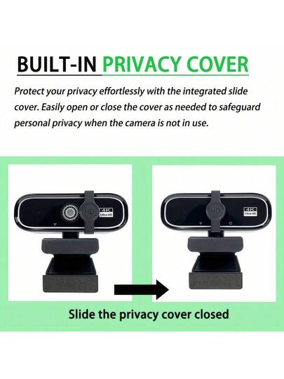 4K/2K/1080P USB Webcam Auto Focus, Privacy Cover, Plug Play Camera PC/Laptop, Zoom, Streaming, Remote Work view 8