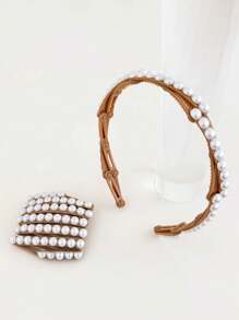 1 件/4 件女士可折叠珍珠头带，可调节发带防滑手柄，旅行洗脸和化妆发饰，韩式优雅头带，返校，头饰 - 彩色 - 查看 16