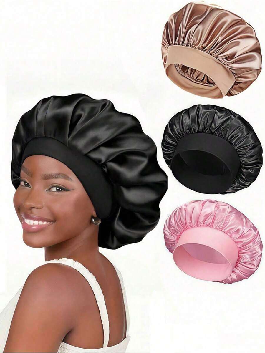 Awegeo Gorro de dormir de seda para mujer, gorro de satén para el cabello, gorro de dormir de seda suave y elástico, cubierta de cabello de seda para cabello rizado, decoración del hogar y el baño, gorro de verano para el cabello, playa, vacaciones - Multicolor - Ver 1
