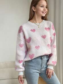 1pc Girls Casual Thick Pullover Sweater, Comfortable & Warm For Autumn/Winter, Soft & Cozy Solid Color Sweater - Perfect For Warm Days And Cold Nights