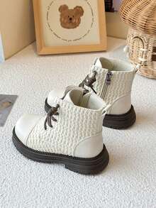 1双儿童平底靴，时尚秋冬 - 米色 - 查看 4