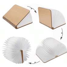 Cirelle 1 Pc Led Wooden Luminous Book Lamp 3 Colors Novel Book Lights For Holiday Birthday Girlfriend Gifts USB Rechargeable Night Light For Valentine's Day Christmas Surprise Gift