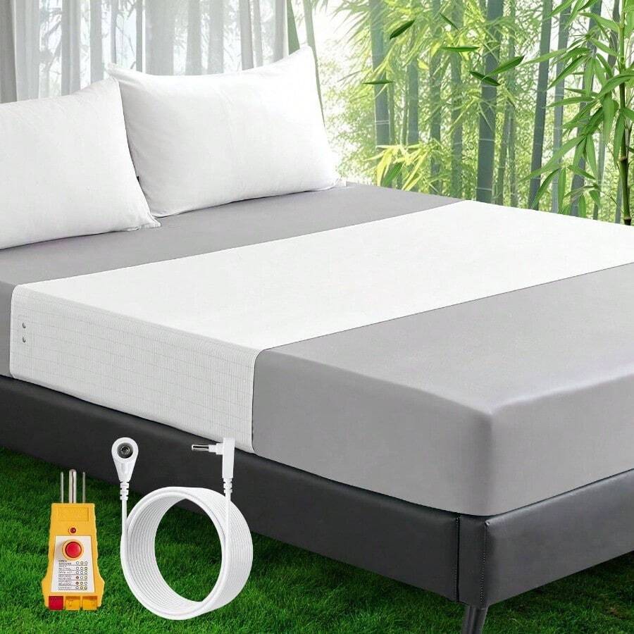 Grounding Sheets, Grounding At For Bed 90 Rayon Derived From Bamboo 0 Silver Fiber Grounded Earth Sheets For All Attress Sizes Queen Cal King Win Full, With Outlet Ester 04"X24"(Grey) - Trắng sáng - Xem 1
